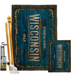 Wisconsin Vintage - States Americana Vertical Impressions Decorative Flags HG140994 Made In USA