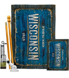 Wisconsin Vintage - States Americana Vertical Impressions Decorative Flags HG140994 Made In USA