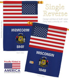 US Wisconsin - States Americana Vertical Impressions Decorative Flags HG140812 Made In USA