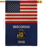 US Wisconsin - States Americana Vertical Impressions Decorative Flags HG140812 Made In USA