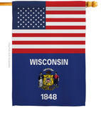 US Wisconsin - States Americana Vertical Impressions Decorative Flags HG140812 Made In USA