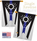 Ohio Think Blue Line - States Americana Vertical Impressions Decorative Flags HG140887 Made In USA