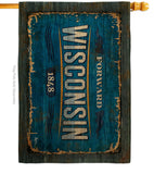 Wisconsin Vintage - States Americana Vertical Impressions Decorative Flags HG140994 Made In USA