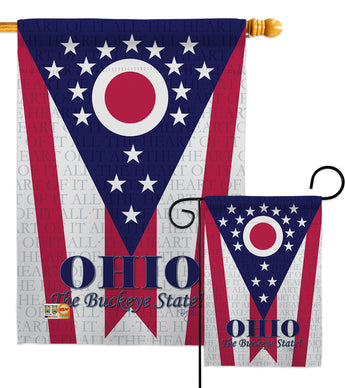 Ohio - States Americana Vertical Impressions Decorative Flags HG108175 Made In USA