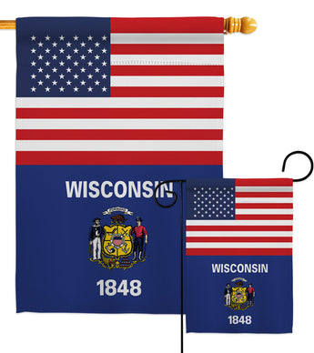 US Wisconsin - States Americana Vertical Impressions Decorative Flags HG140812 Made In USA