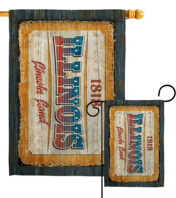 Illinois Vintage - States Americana Vertical Impressions Decorative Flags HG140958 Made In USA