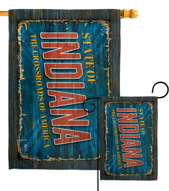 Indiana Vintage - States Americana Vertical Impressions Decorative Flags HG140959 Made In USA