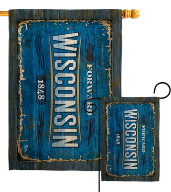 Wisconsin Vintage - States Americana Vertical Impressions Decorative Flags HG140994 Made In USA