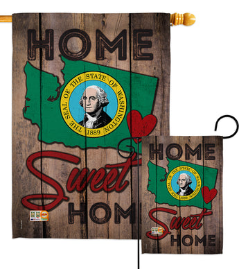 State Washington Home Sweet Home - States Americana Vertical Impressions Decorative Flags HG191113 Made In USA
