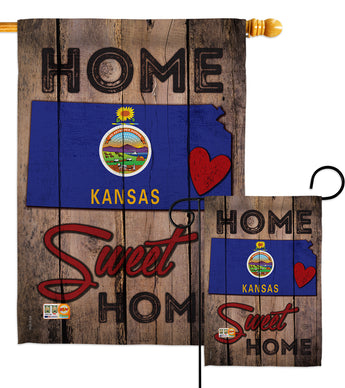 State Kansas Home Sweet Home - States Americana Vertical Impressions Decorative Flags HG191126 Made In USA