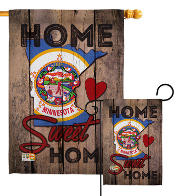 State Minnesota Home Sweet Home - States Americana Vertical Impressions Decorative Flags HG191128 Made In USA