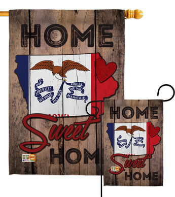 State Iowa Home Sweet Home - States Americana Vertical Impressions Decorative Flags HG191129 Made In USA