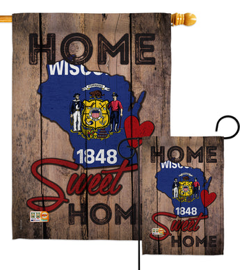 State Wisconsin Home Sweet Home - States Americana Vertical Impressions Decorative Flags HG191133 Made In USA