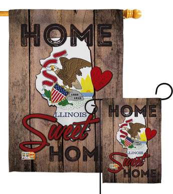 State Illinois Home Sweet Home - States Americana Vertical Impressions Decorative Flags HG191134 Made In USA