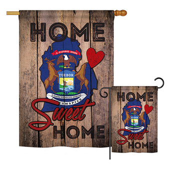 State Michigan Home Sweet Home - States Americana Vertical Impressions Decorative Flags HG191135 Printed In USA