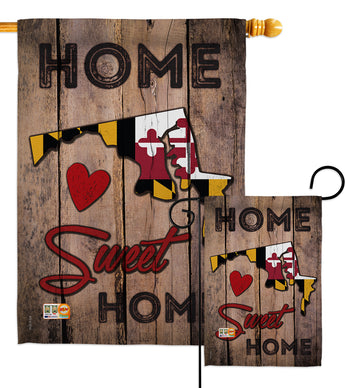 State Maryland Home Sweet Home - States Americana Vertical Impressions Decorative Flags HG191158 Made In USA