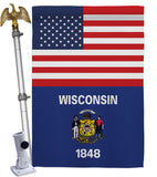 US Wisconsin - States Americana Vertical Impressions Decorative Flags HG140812 Made In USA