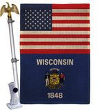 US Wisconsin - States Americana Vertical Impressions Decorative Flags HG140812 Made In USA