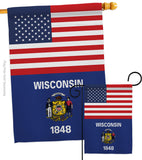 US Wisconsin - States Americana Vertical Impressions Decorative Flags HG140812 Made In USA