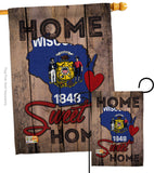 State Wisconsin Home Sweet Home - States Americana Vertical Impressions Decorative Flags HG191133 Made In USA