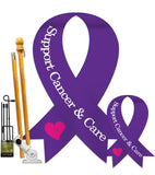 Purple Ribbon - Support Inspirational Vertical Applique Decorative Flags HG115050
