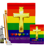 All Are Welcome - Support Inspirational Vertical Impressions Decorative Flags HG115248 Made In USA