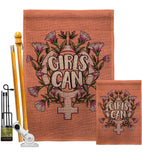 Girl Can - Support Inspirational Vertical Impressions Decorative Flags HG115251 Made In USA