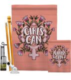 Girl Can - Support Inspirational Vertical Impressions Decorative Flags HG115251 Made In USA