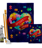 World Autism - Support Inspirational Vertical Impressions Decorative Flags HG137488 Made In USA