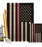 US Thin Pink Line - Support Inspirational Vertical Impressions Decorative Flags HG148055 Made In USA