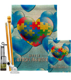 Heart Autism - Support Inspirational Vertical Impressions Decorative Flags HG192533 Made In USA