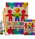 Support Autism - Support Inspirational Vertical Impressions Decorative Flags HG192534 Made In USA