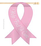 Pink Ribbon - Support Inspirational Vertical Applique Decorative Flags HG115045
