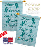 Hope, Faith, Courage (Teal) - Support Inspirational Vertical Impressions Decorative Flags HG115092 Made In USA