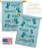 Hope, Faith, Courage (Teal) - Support Inspirational Vertical Impressions Decorative Flags HG115092 Made In USA