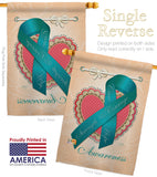 Ovarian Awaress - Support Inspirational Vertical Impressions Decorative Flags HG115095 Made In USA