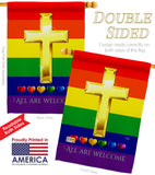 All Are Welcome - Support Inspirational Vertical Impressions Decorative Flags HG115248 Made In USA