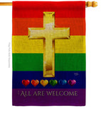 All Are Welcome - Support Inspirational Vertical Impressions Decorative Flags HG115248 Made In USA