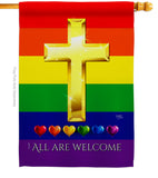 All Are Welcome - Support Inspirational Vertical Impressions Decorative Flags HG115248 Made In USA