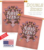 Girl Can - Support Inspirational Vertical Impressions Decorative Flags HG115251 Made In USA