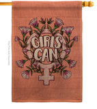 Girl Can - Support Inspirational Vertical Impressions Decorative Flags HG115251 Made In USA