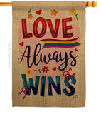 Love Always Wins - Support Inspirational Vertical Impressions Decorative Flags HG137201 Made In USA