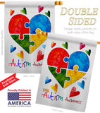 Autism Love - Support Inspirational Vertical Impressions Decorative Flags HG137487 Made In USA