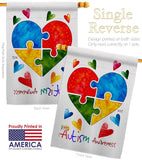 Autism Love - Support Inspirational Vertical Impressions Decorative Flags HG137487 Made In USA