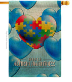 Heart Autism - Support Inspirational Vertical Impressions Decorative Flags HG192533 Made In USA