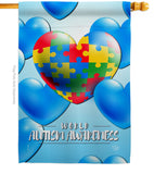 Heart Autism - Support Inspirational Vertical Impressions Decorative Flags HG192533 Made In USA