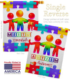 Support Autism - Support Inspirational Vertical Impressions Decorative Flags HG192534 Made In USA