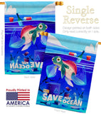 Save The Ocean - Support Inspirational Vertical Impressions Decorative Flags HG192700 Made In USA