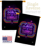 Love Is Love Neon - Support Inspirational Vertical Impressions Decorative Flags HG192724 Made In USA