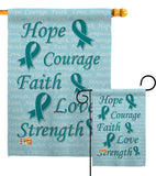 Hope, Faith, Courage (Teal) - Support Inspirational Vertical Impressions Decorative Flags HG115092 Made In USA